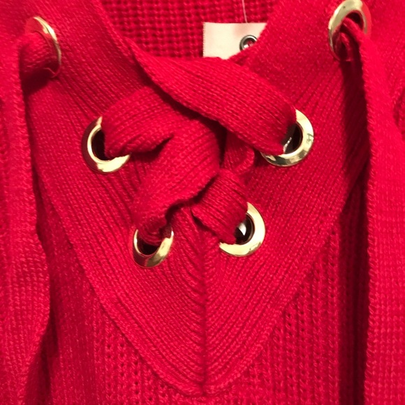 PHILOSOPHY V-NECK GOLD GROMMET RED SWEATER SIZE M - Picture 3 of 8